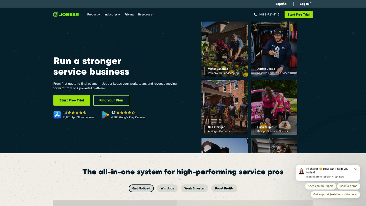 Jobber field service management software homepage