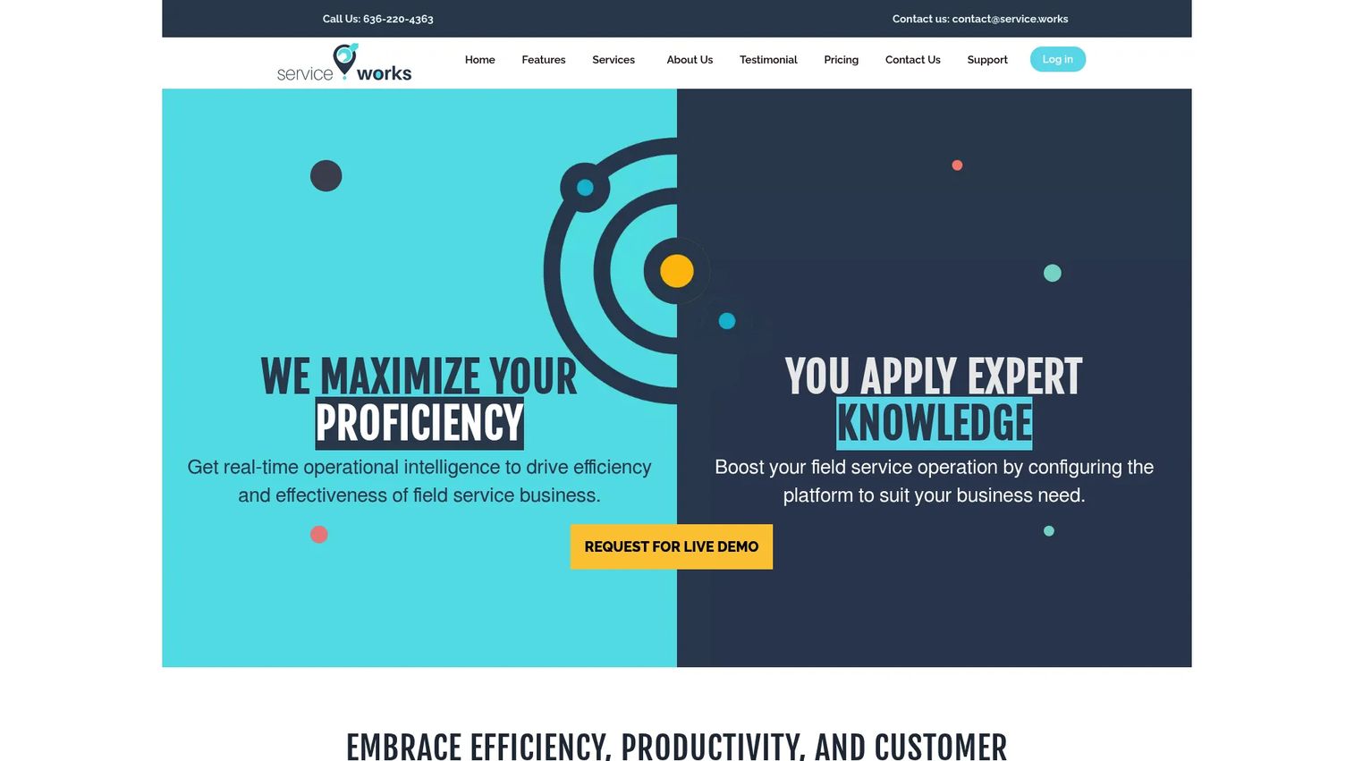 ServiceWorks field and business management software homepage