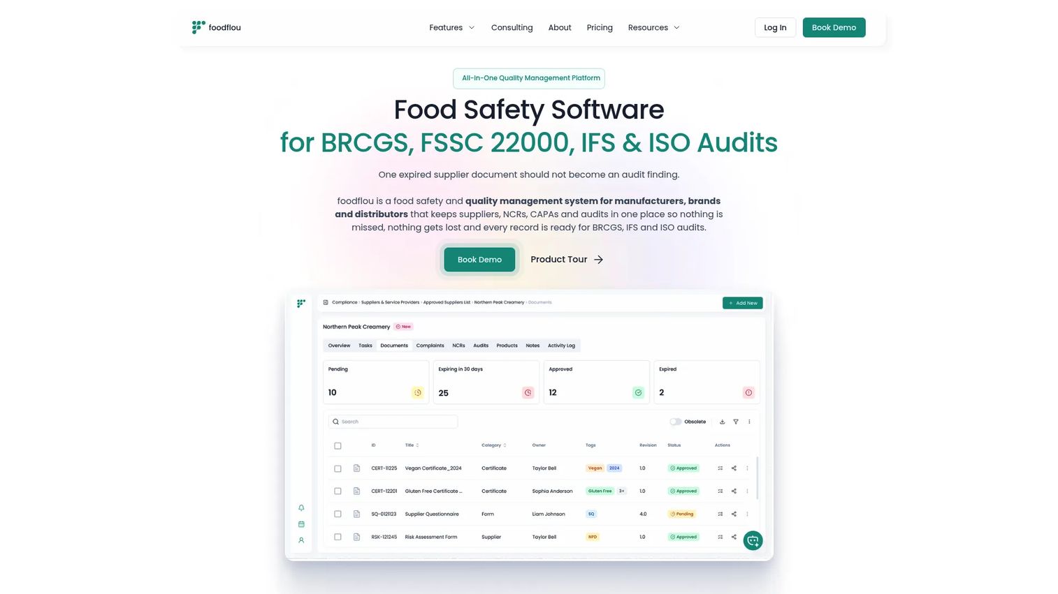 foodflou food safety and quality management software homepage
