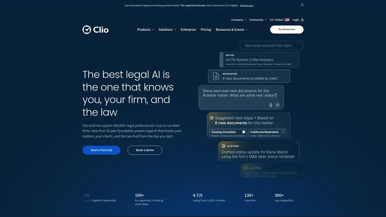 Clio legal practice management software homepage