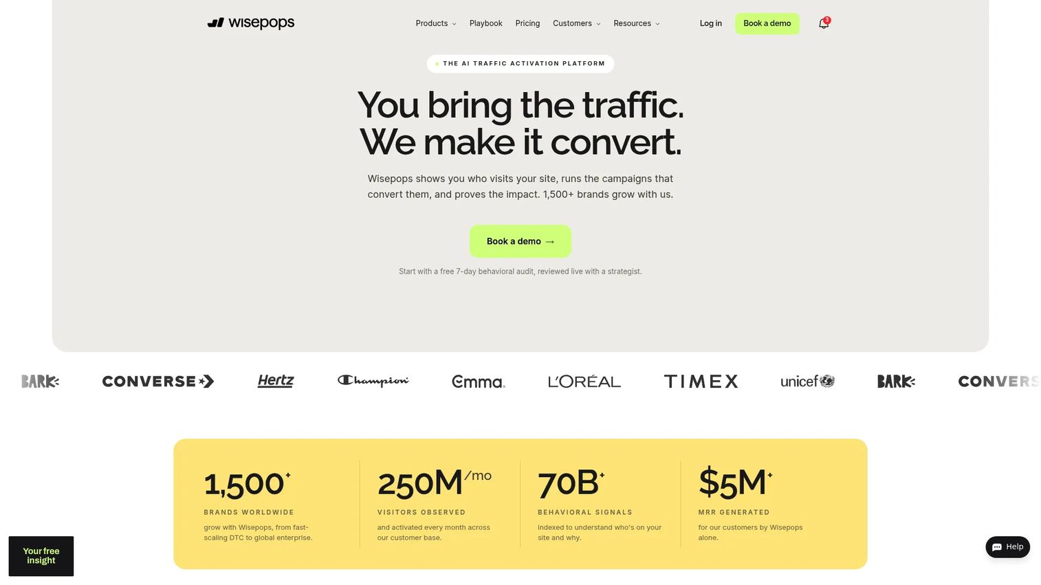 Wisepops onsite popup and campaign platform homepage
