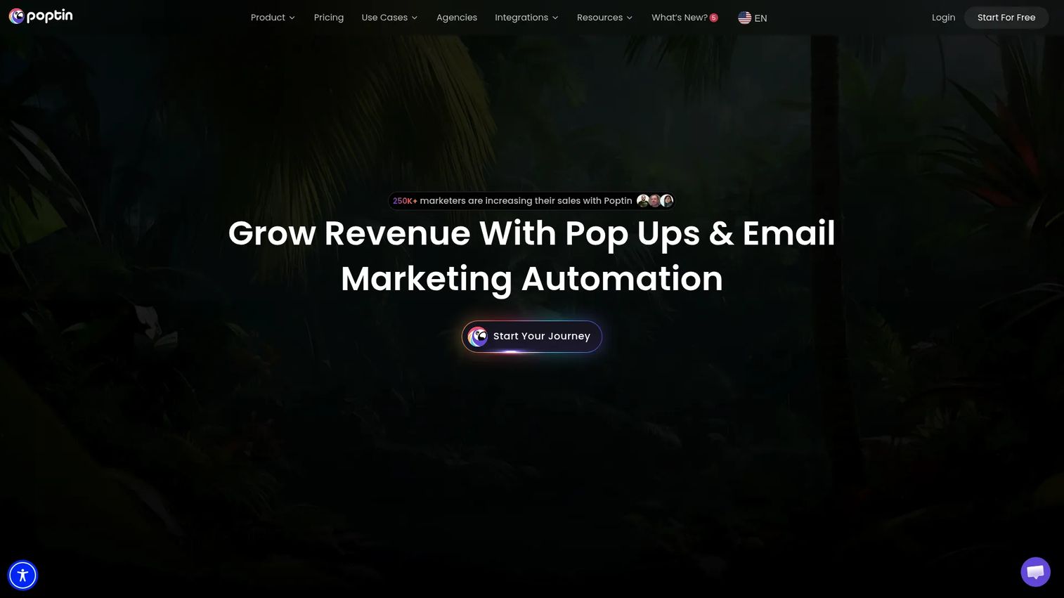 Poptin exit intent popup software homepage
