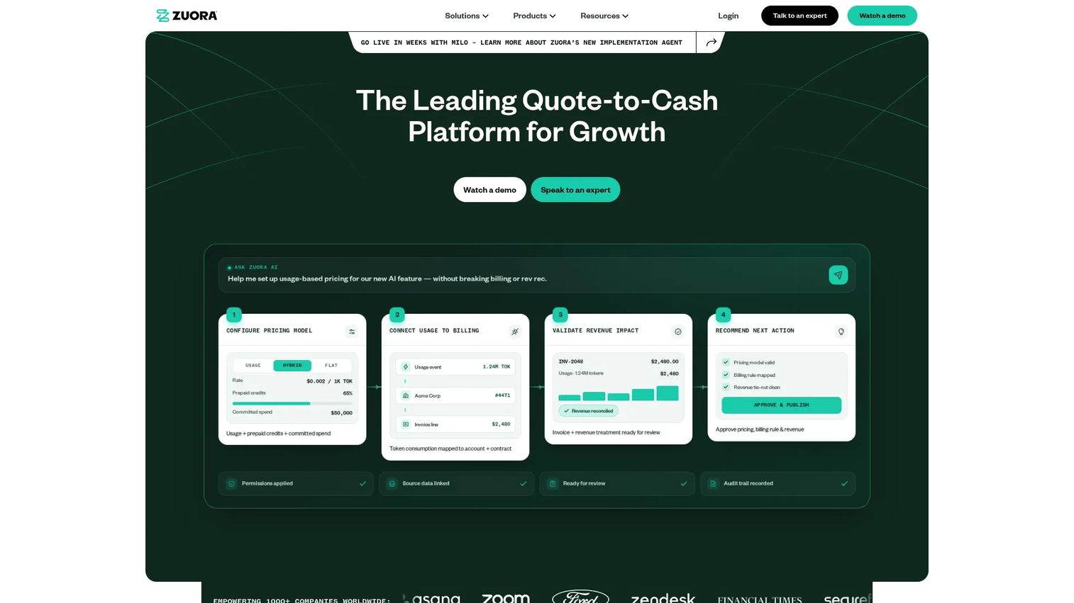 Zuora subscription monetization platform homepage
