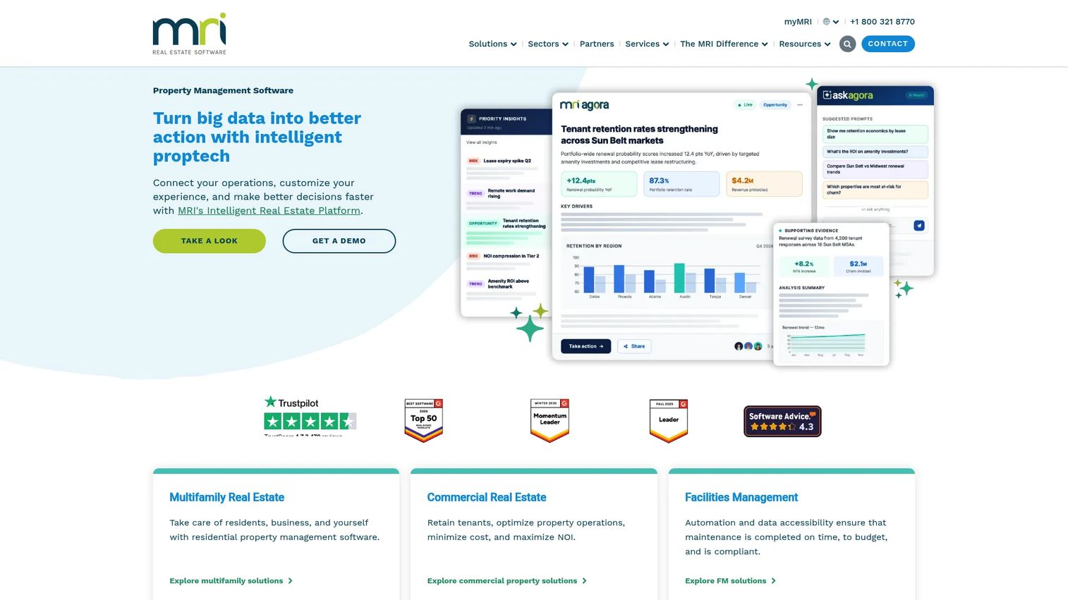 MRI Software real estate platform homepage