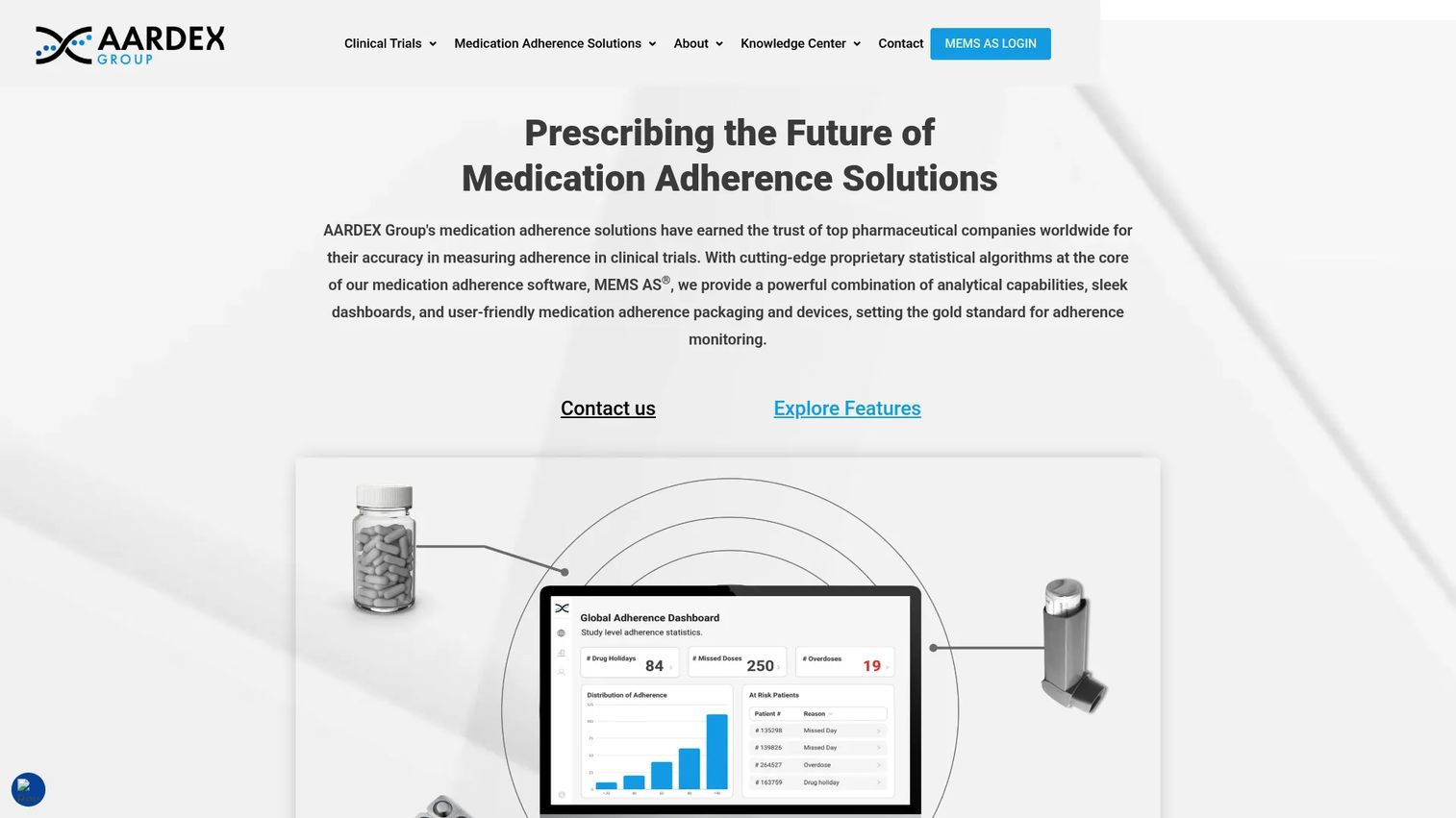 AARDEX Group medication adherence software homepage