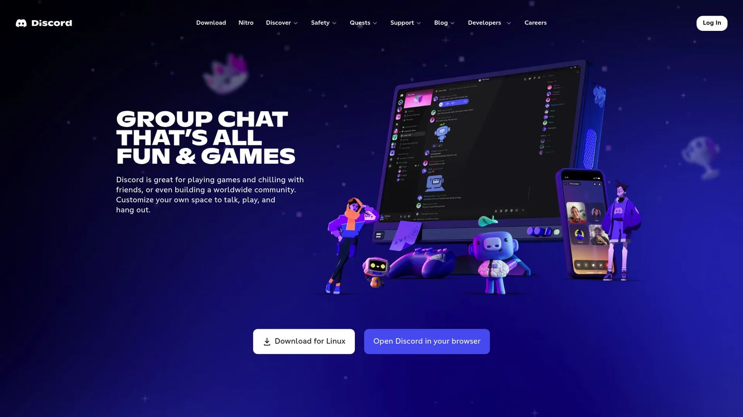 Discord community platform homepage