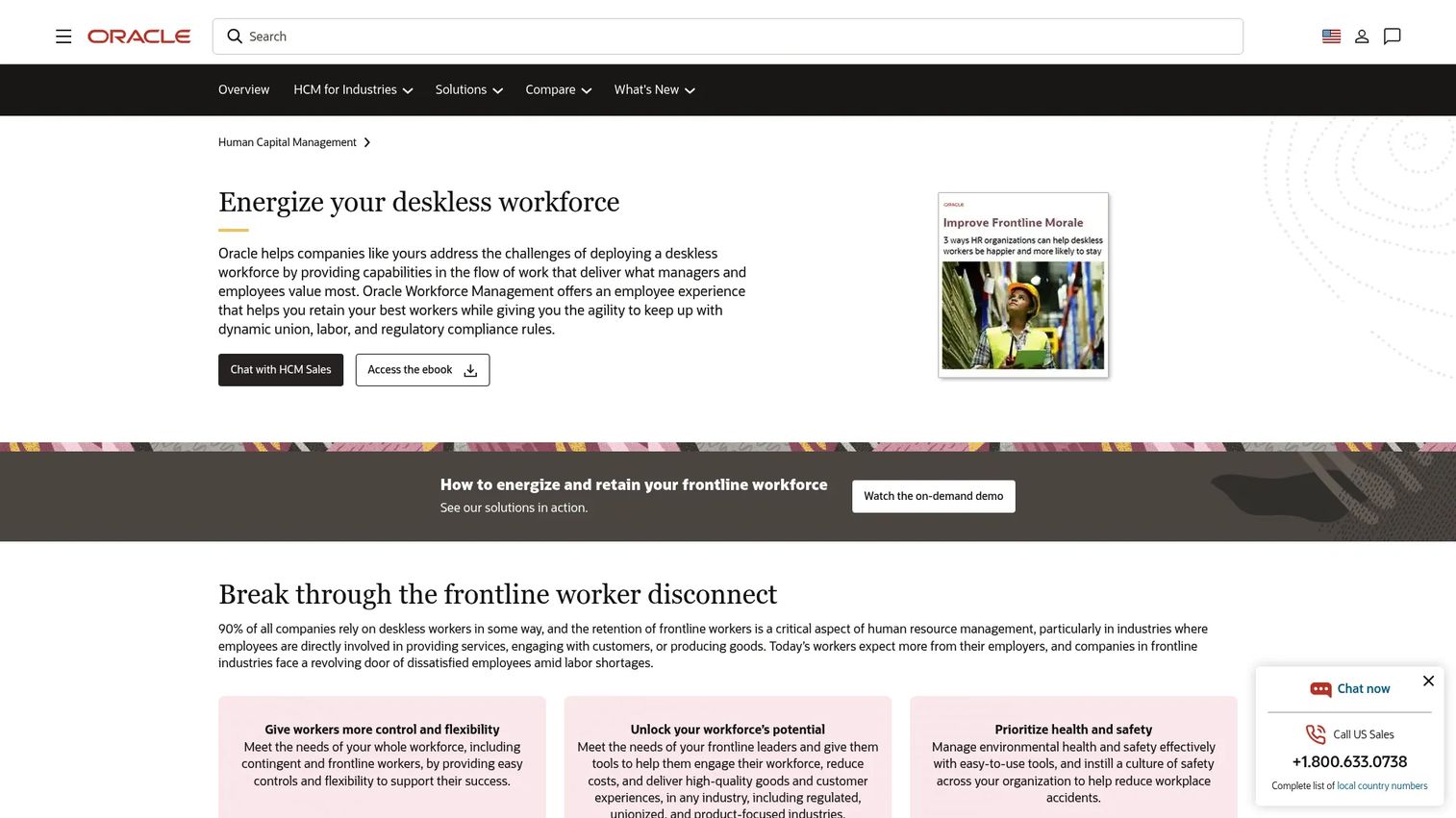 Oracle Fusion Deskless Workforce solution page