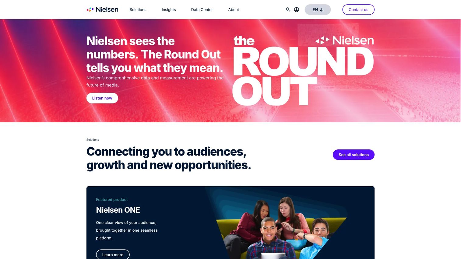 Nielsen audience measurement and media planning homepage