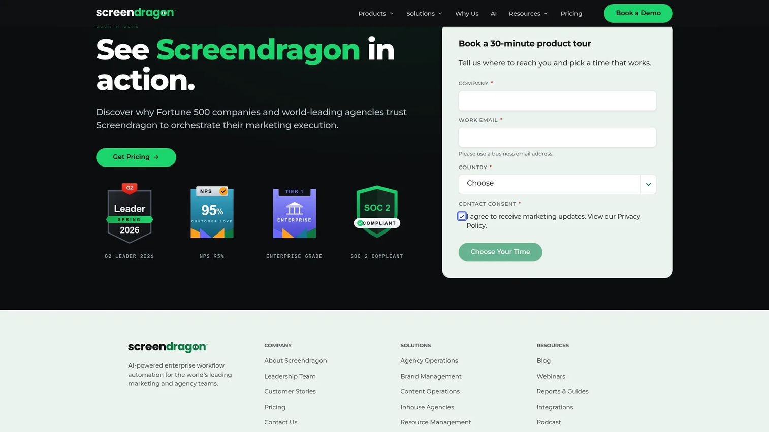 Screendragon workflow automation platform homepage