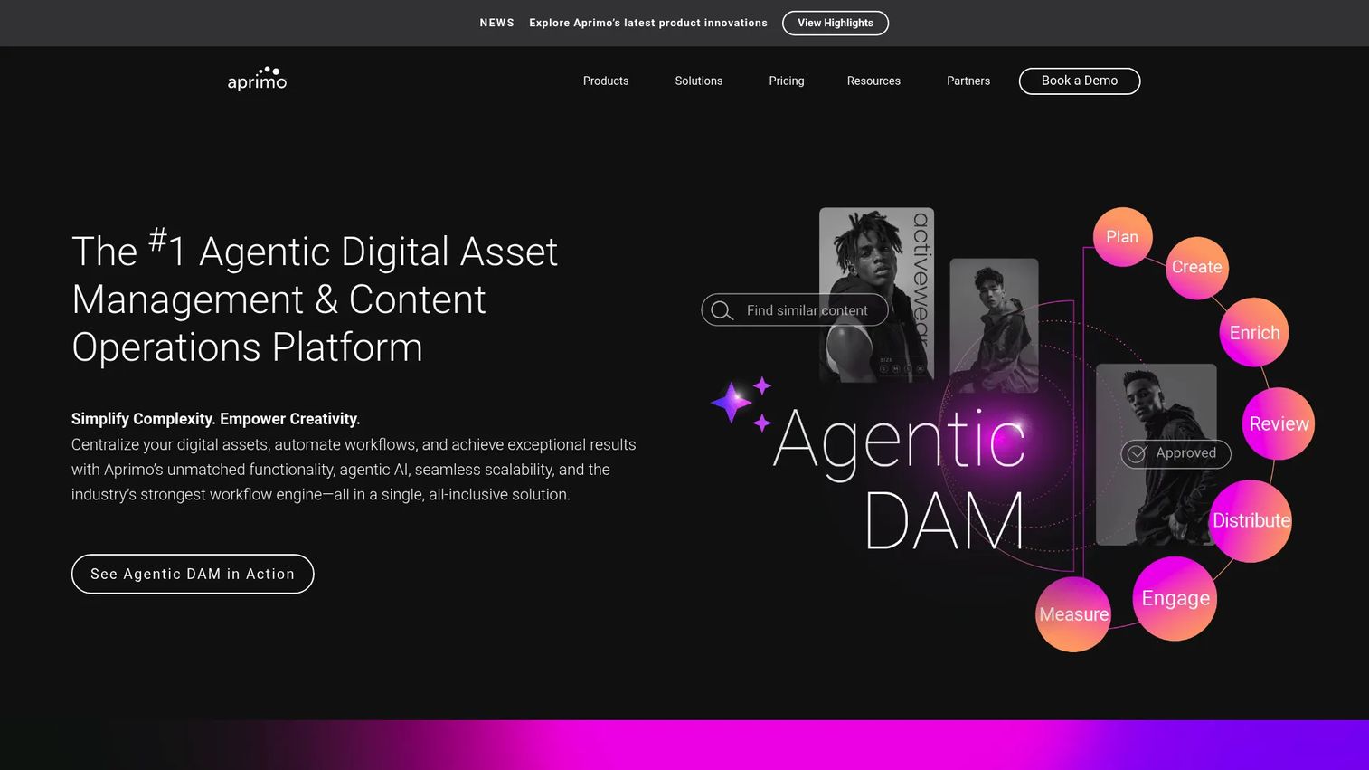 Aprimo content operations platform homepage