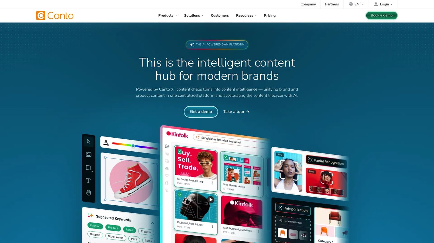 Canto digital asset management platform homepage