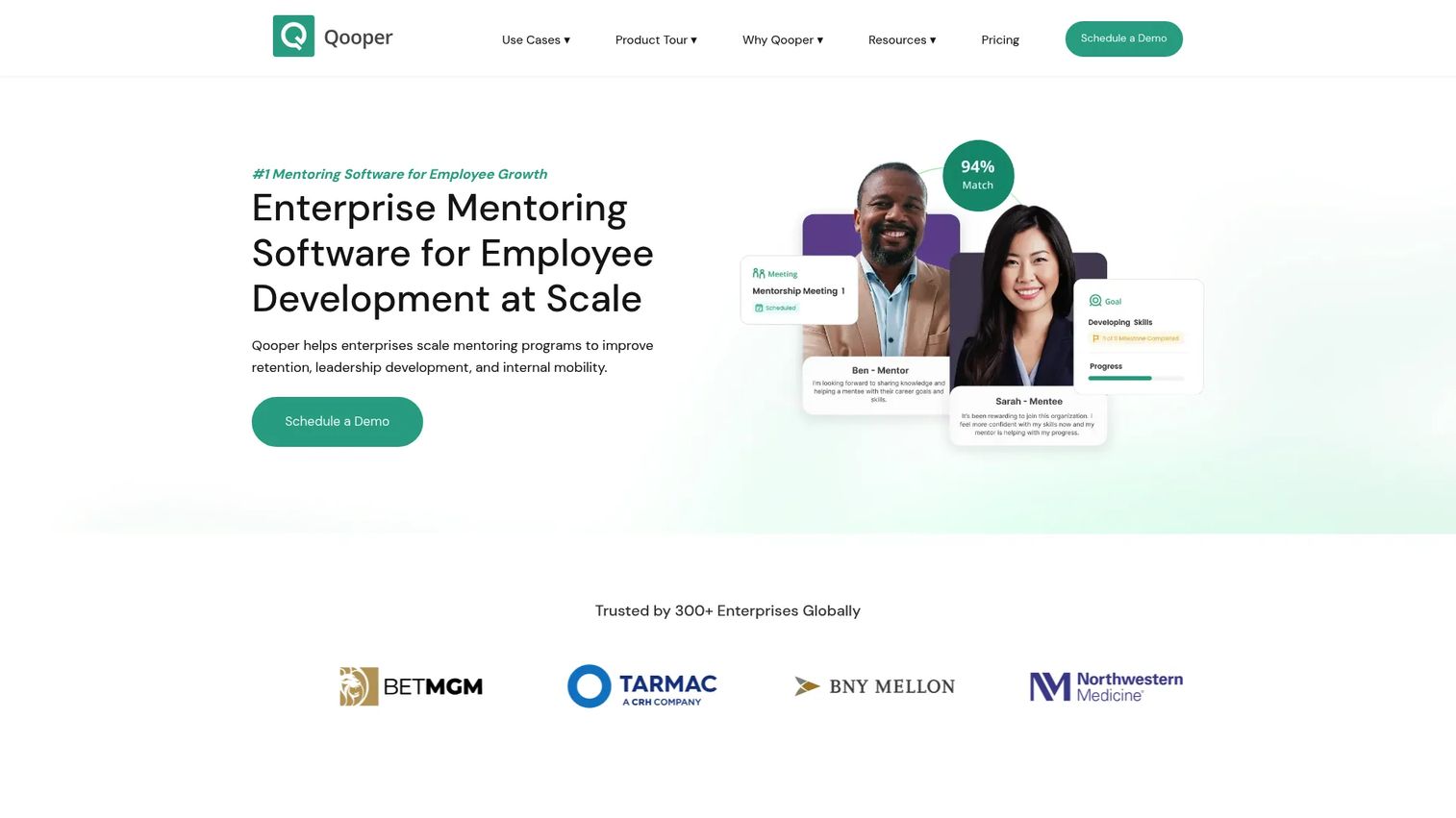 Qooper mentoring and learning platform homepage