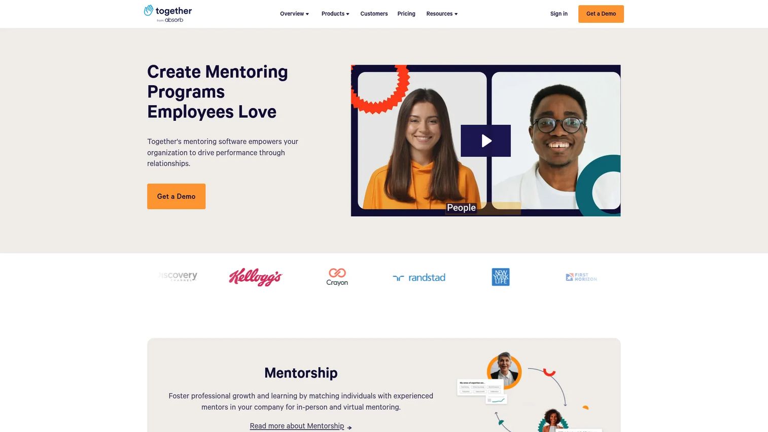 Together mentorship software homepage