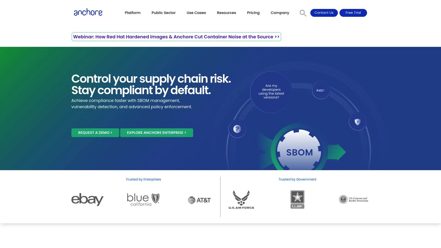 Anchore container scanning software homepage