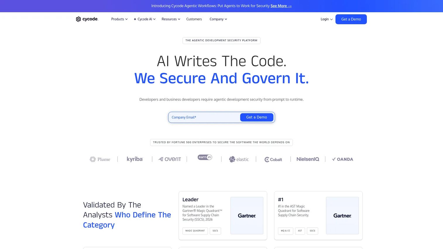 Cycode application security platform homepage