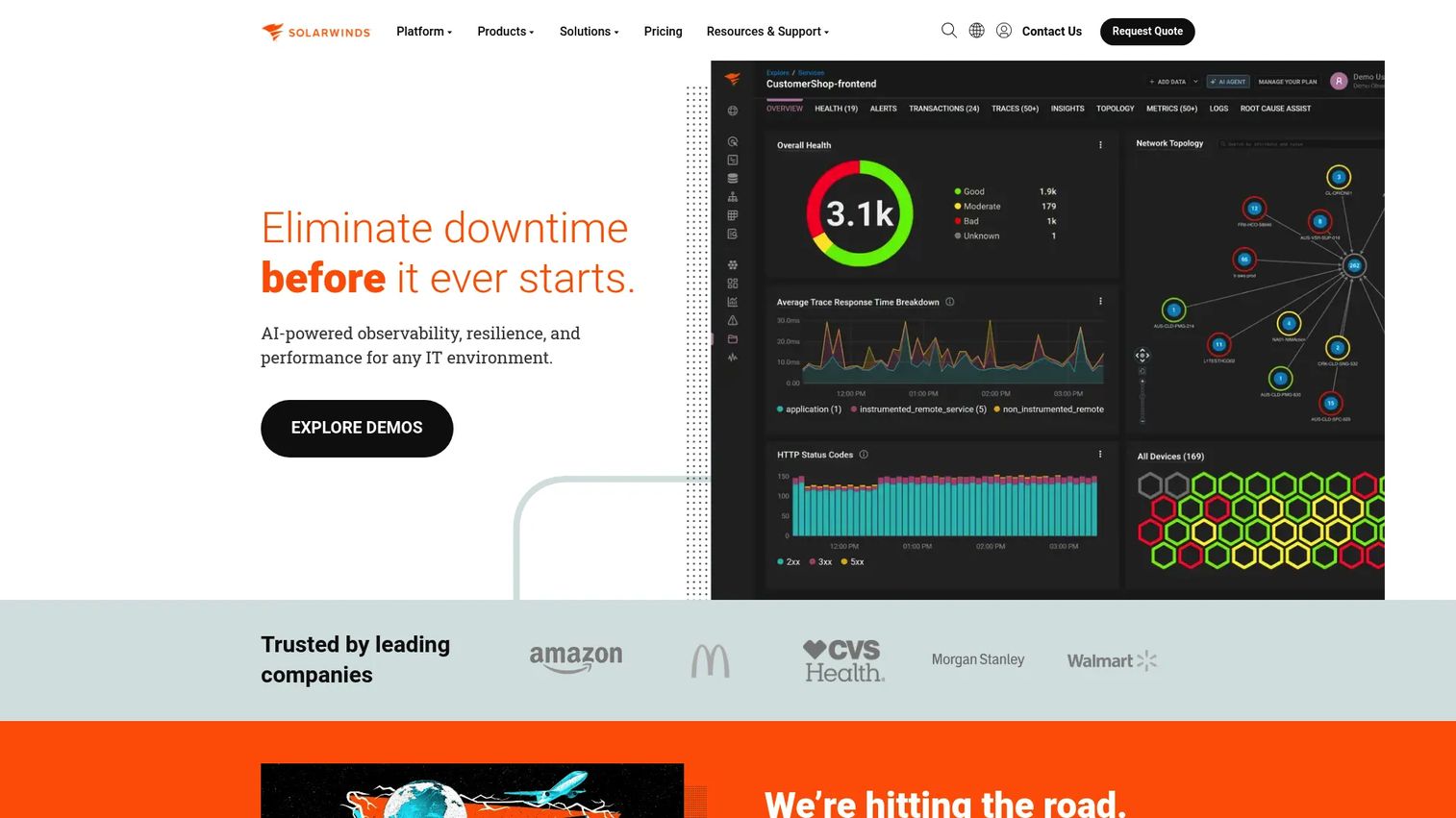 SolarWinds infrastructure monitoring and observability platform