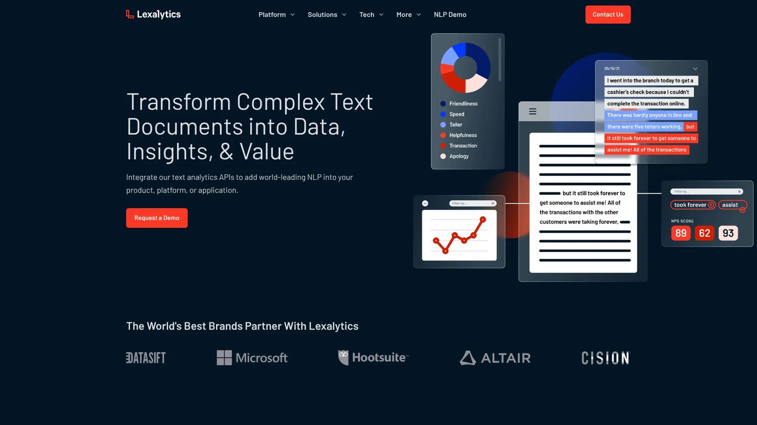 Lexalytics text analytics and NLP platform interface