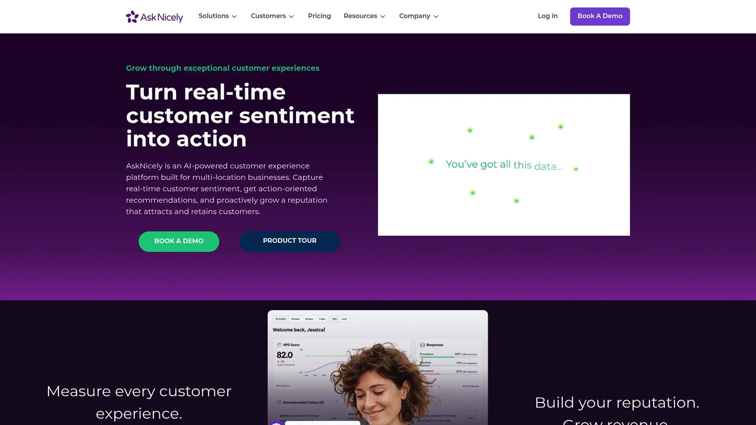 AskNicely NPS and customer experience platform homepage