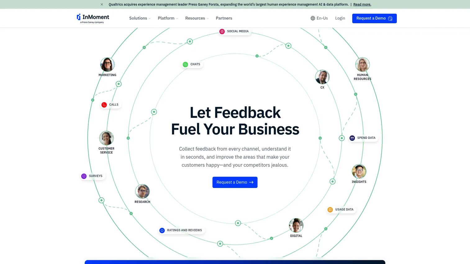 InMoment customer experience analytics platform homepage