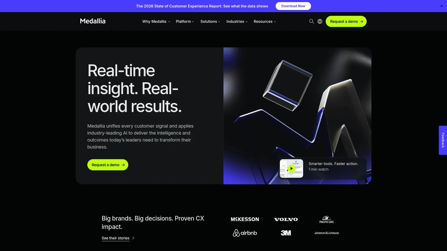 Medallia experience management platform homepage