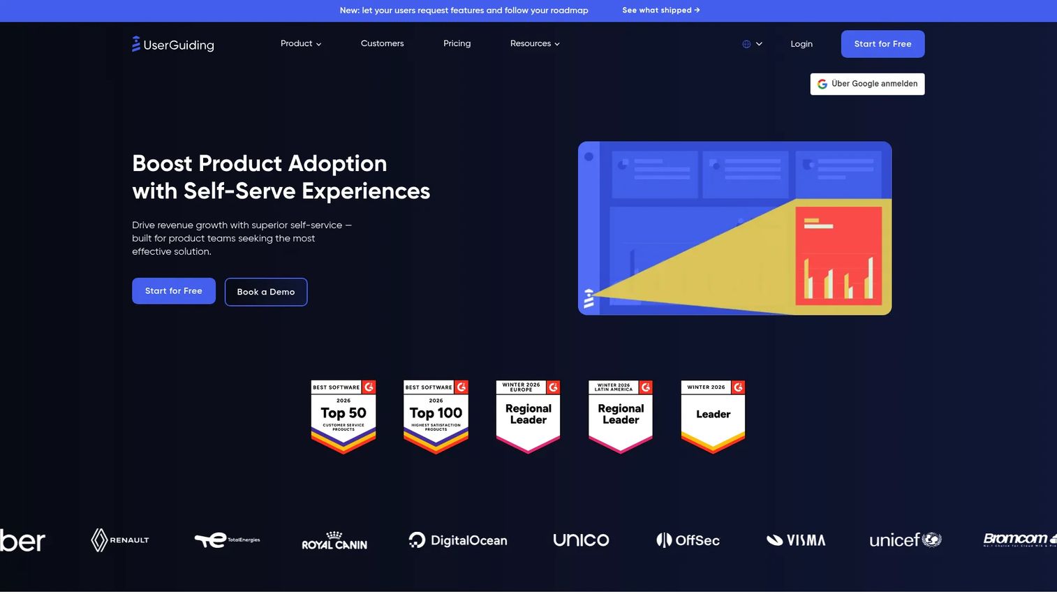 UserGuiding no-code onboarding and product adoption interface