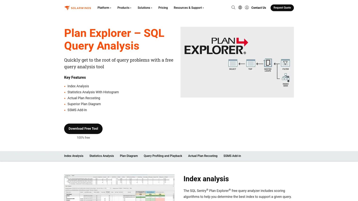 Plan Explorer product page screenshot