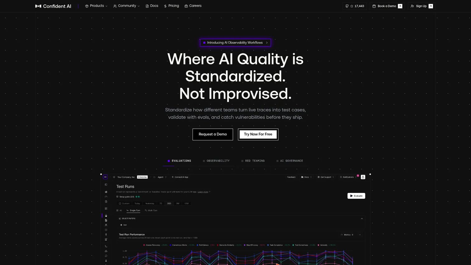 Confident AI LLM evaluation and observability platform homepage