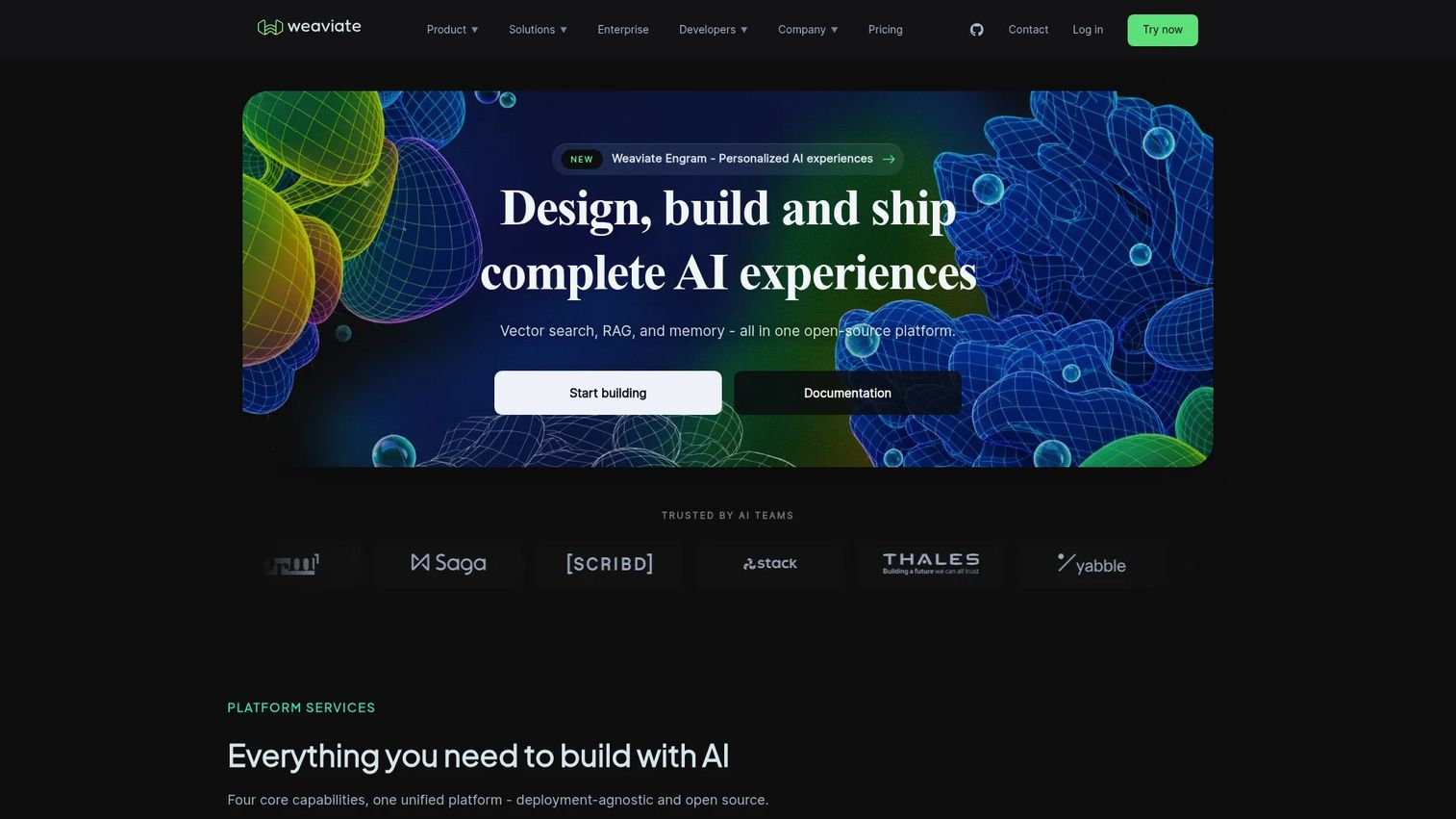 Weaviate AI-native vector database homepage