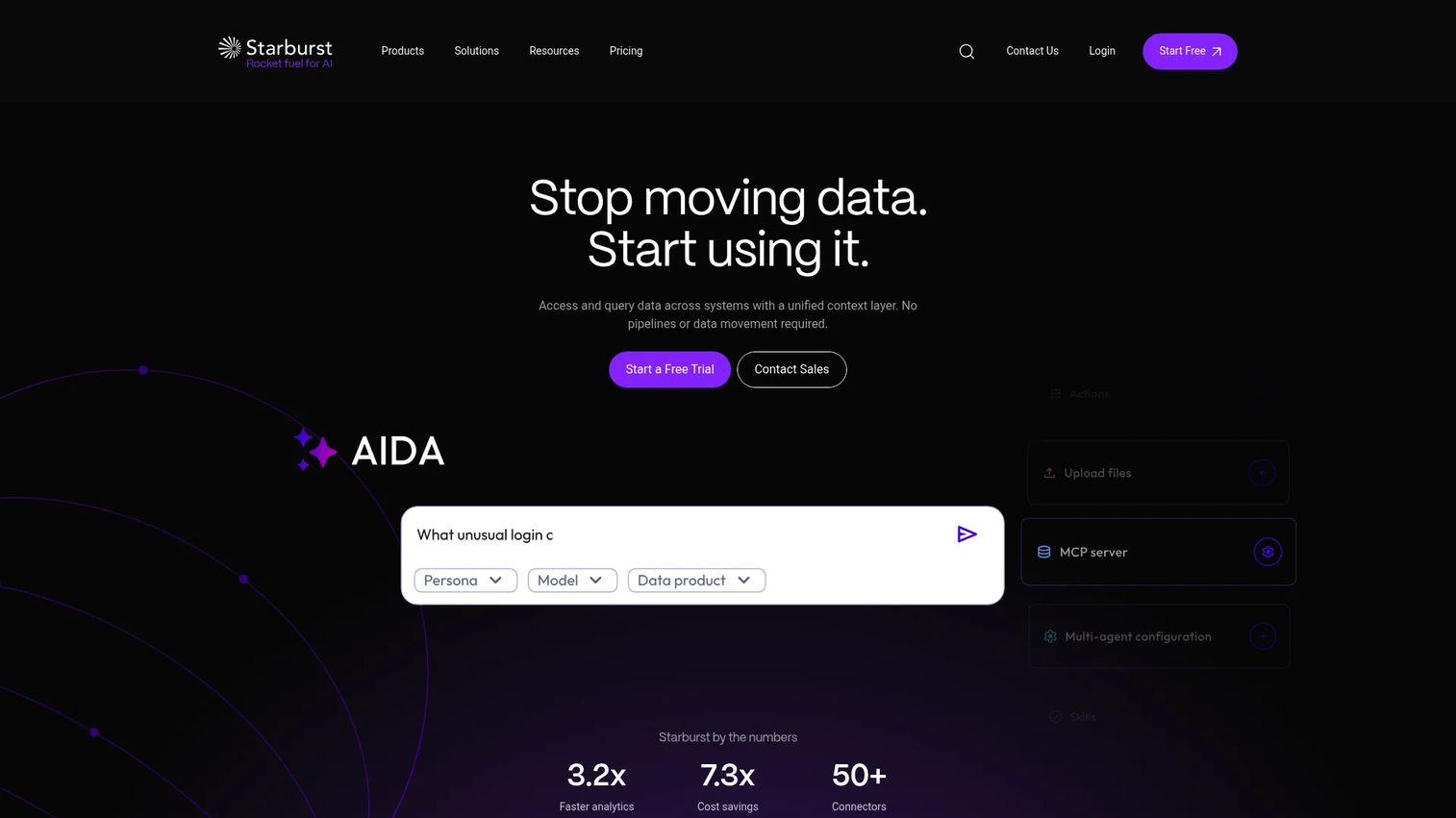 Starburst federated analytics platform interface