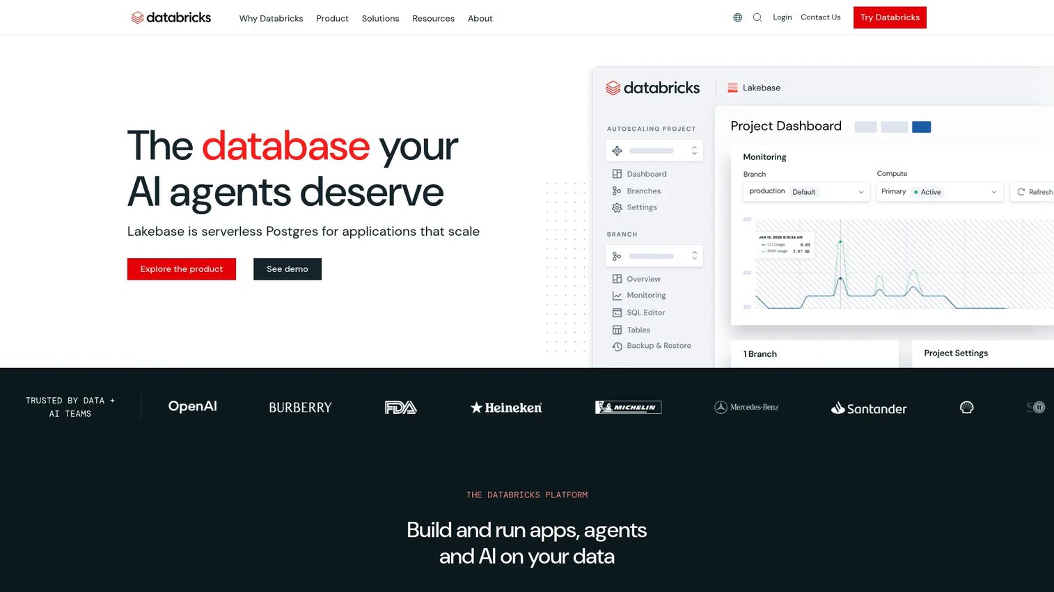 Databricks unified data and AI platform interface