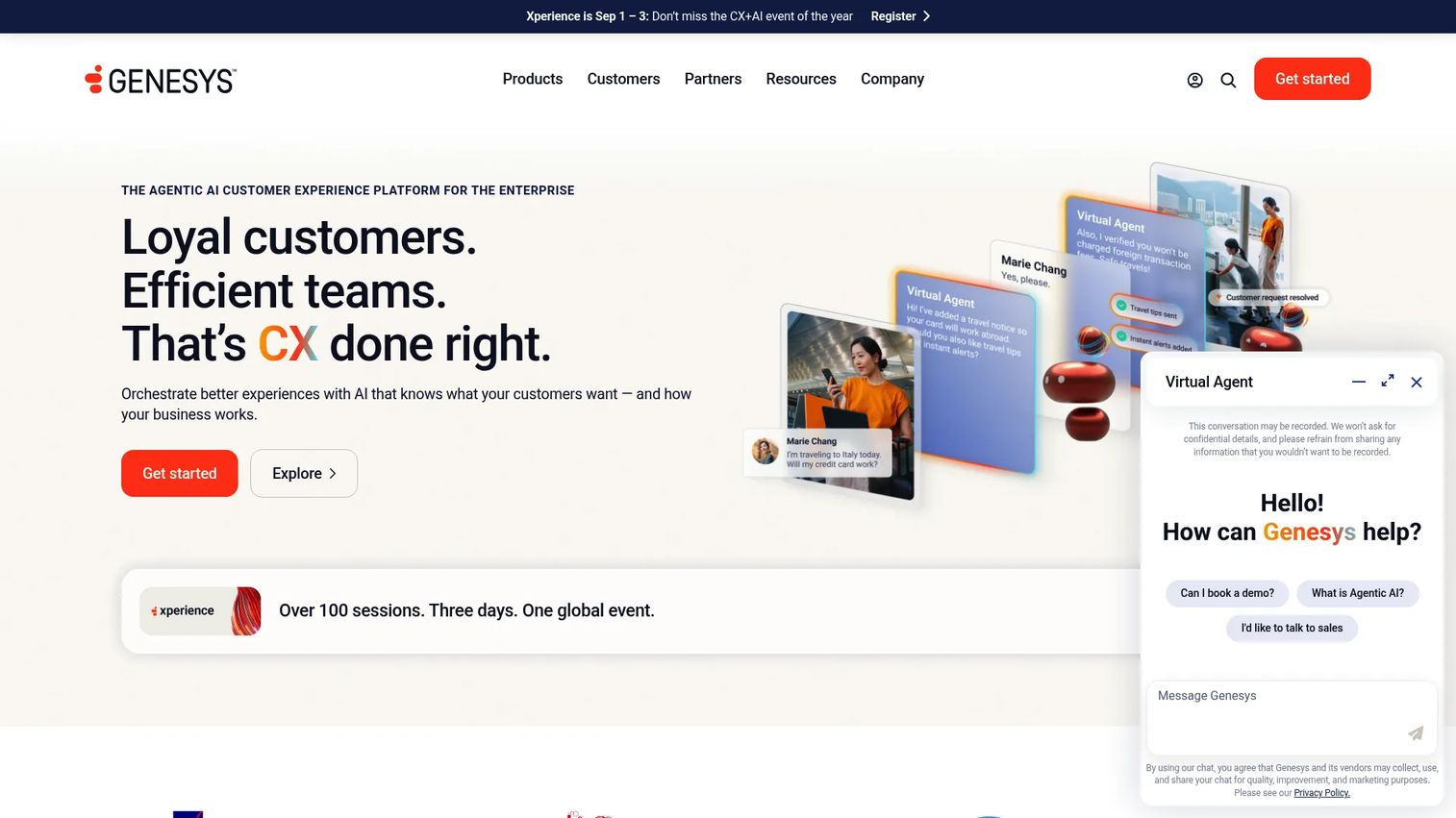 Genesys Cloud CX homepage