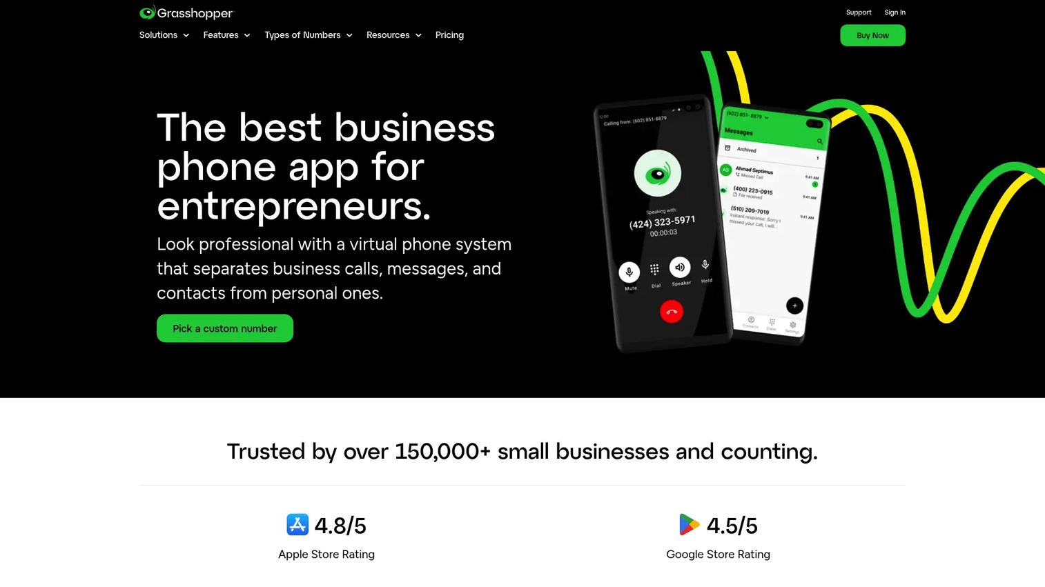 Grasshopper virtual business phone system homepage