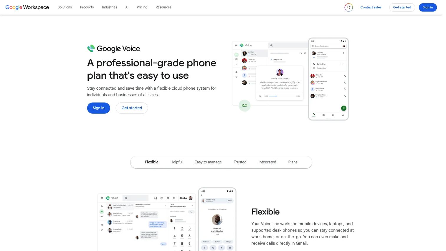 Google Voice virtual phone number software homepage