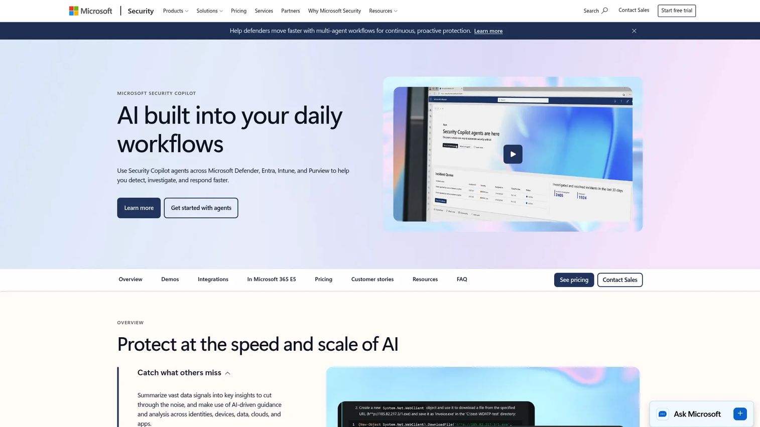 Microsoft Security Copilot page