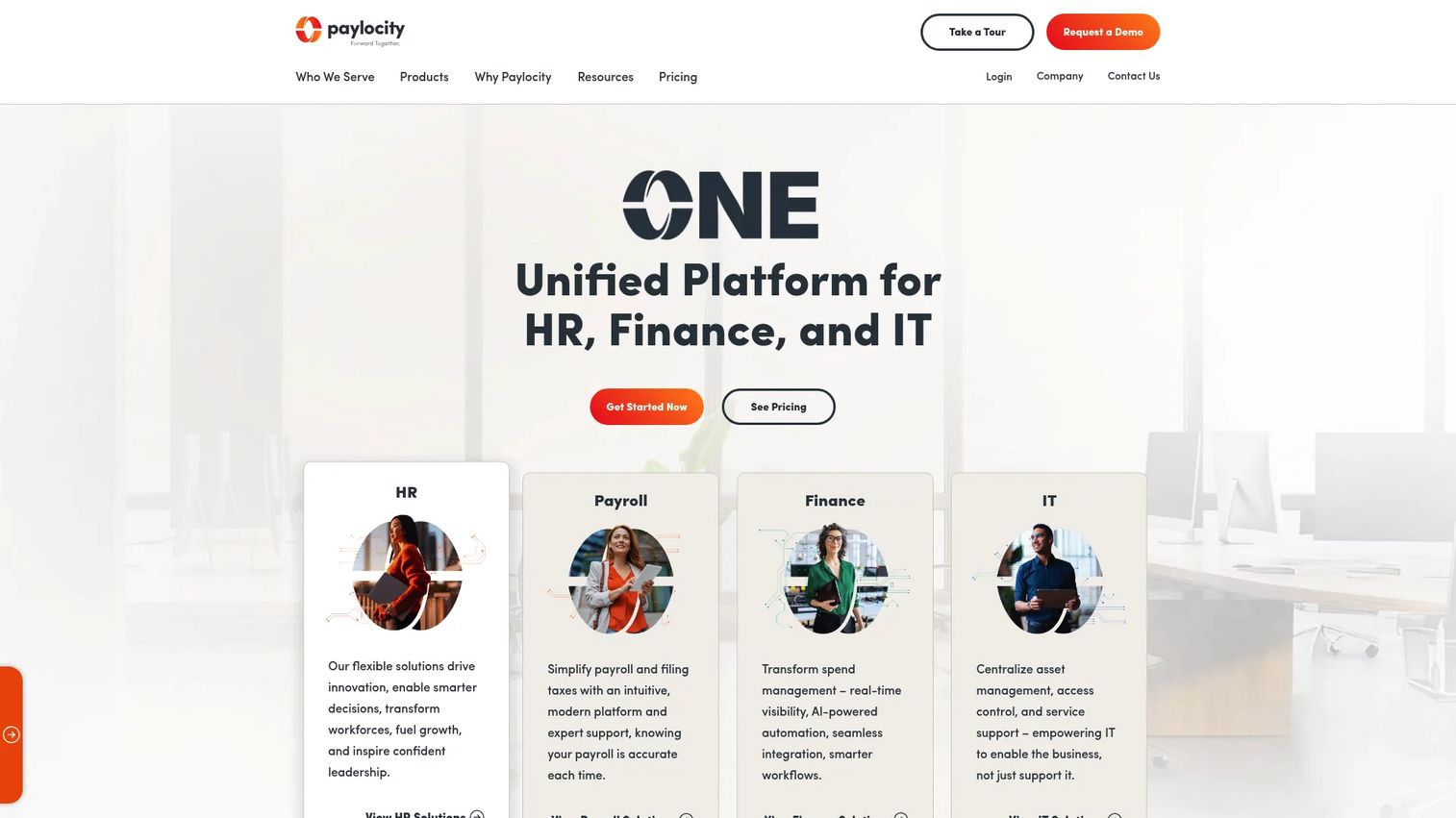 Paylocity unified HR and talent management platform homepage