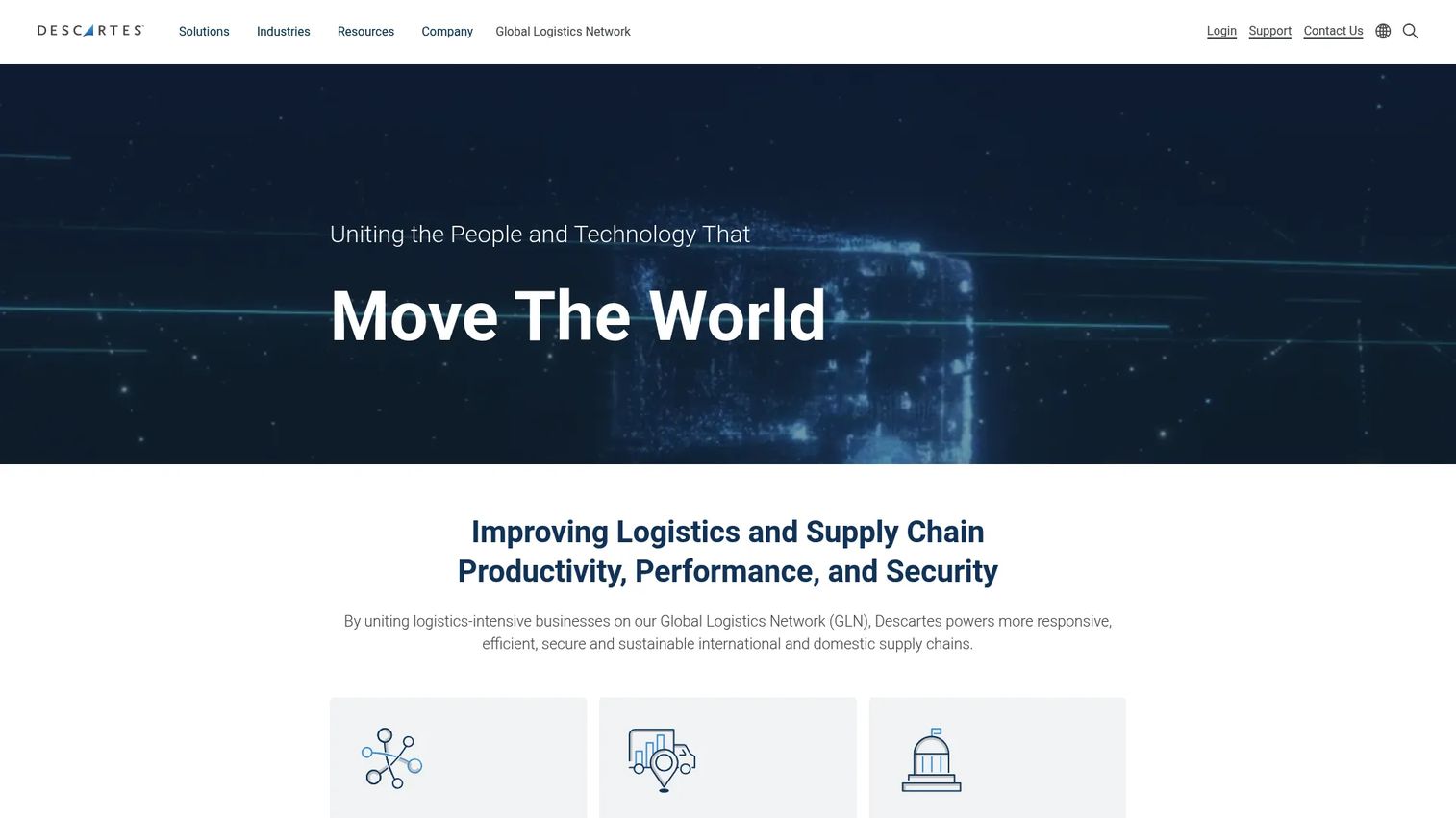 Descartes supply chain and logistics software homepage