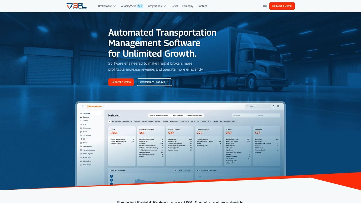 3PL Systems freight brokerage TMS software homepage
