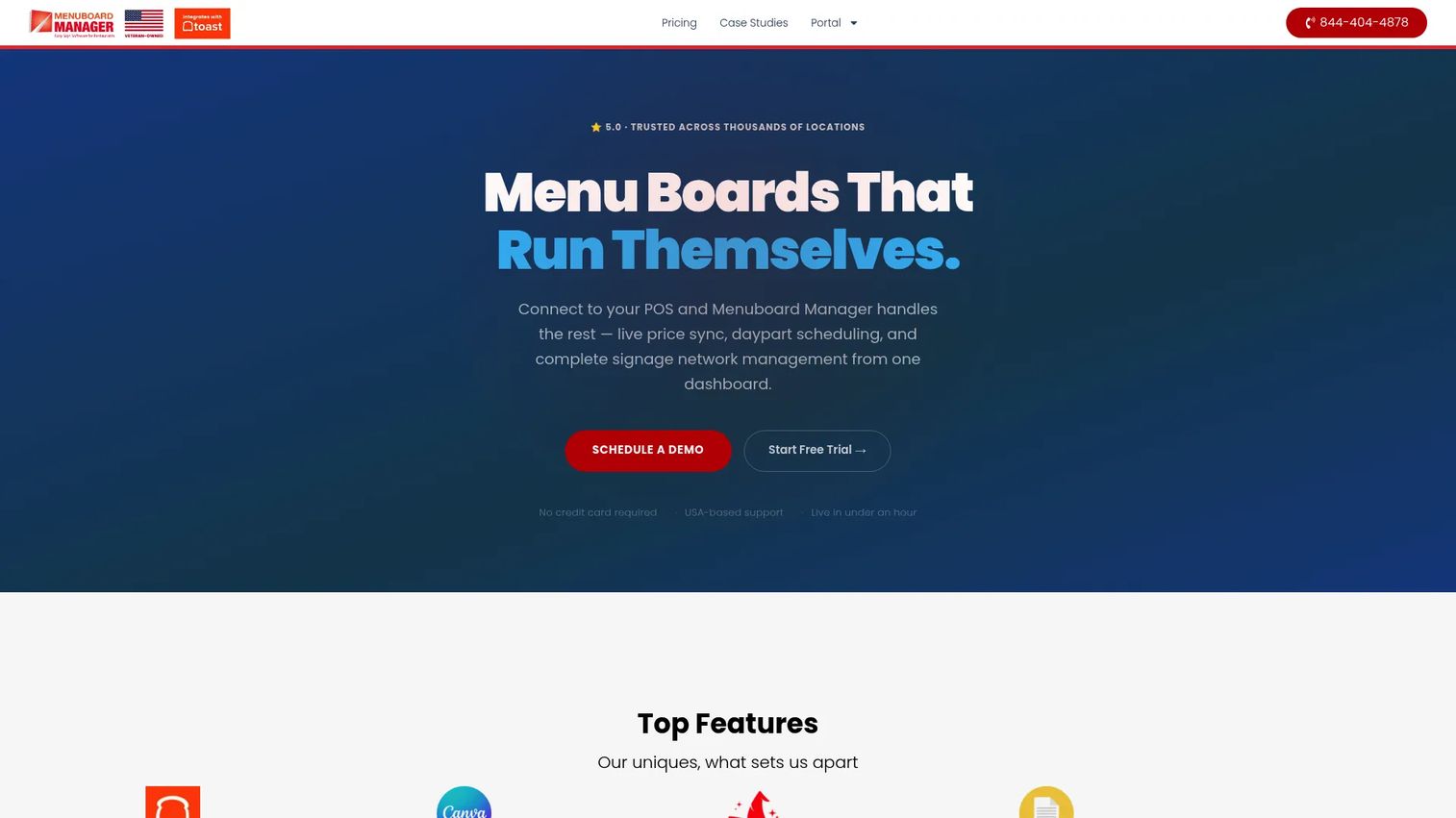 Menuboard Manager restaurant menu board software homepage
