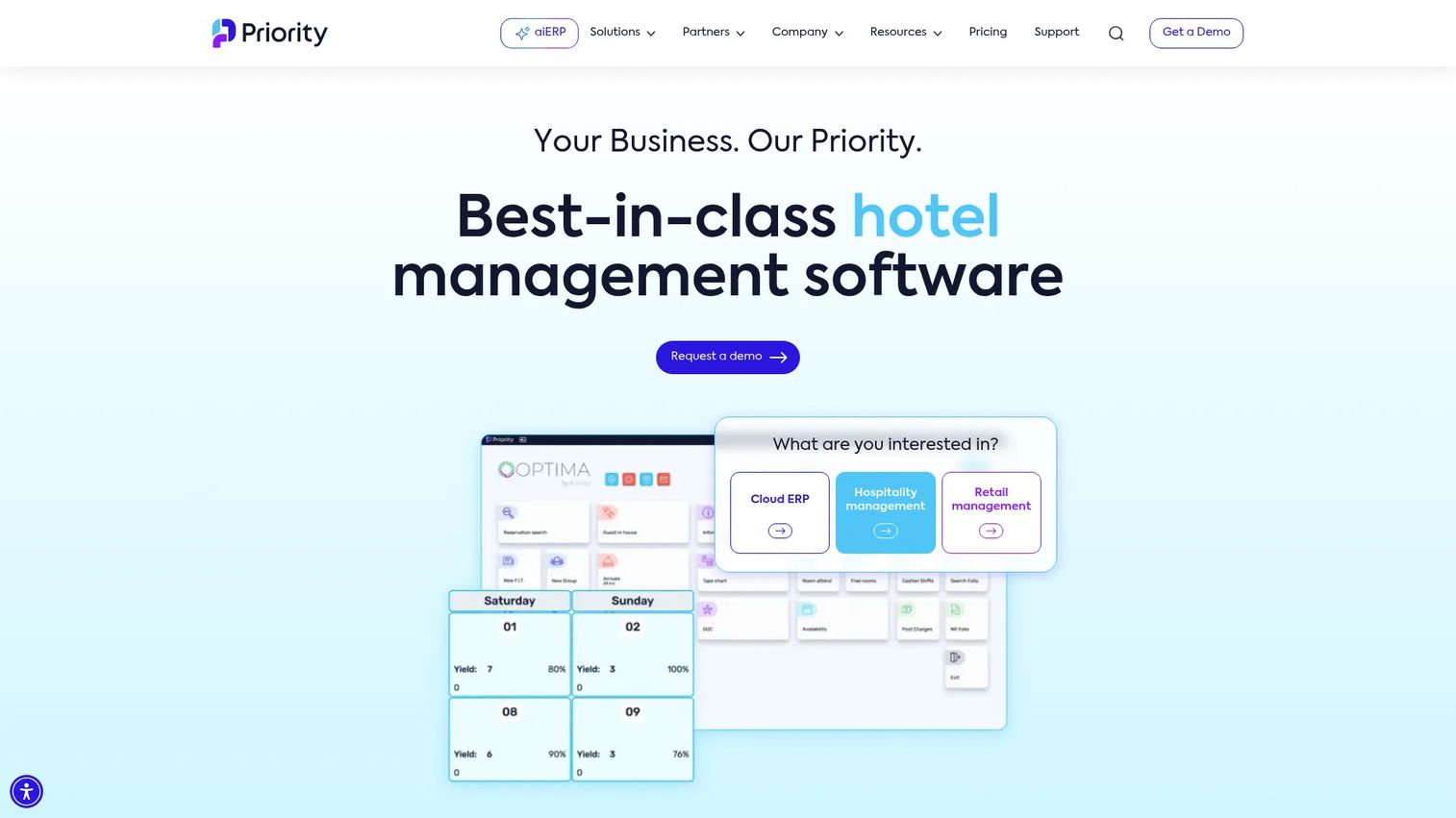 Priority Software cloud business management and ERP homepage