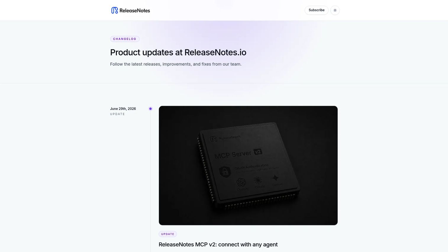 ReleaseNotes hosted changelog platform