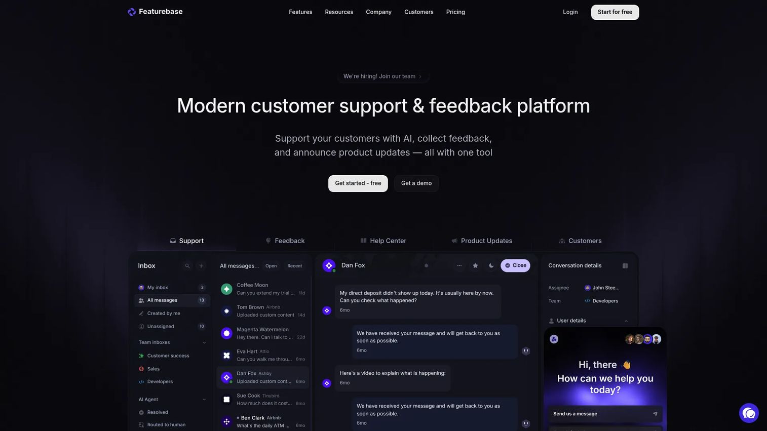 Featurebase product feedback and changelog platform
