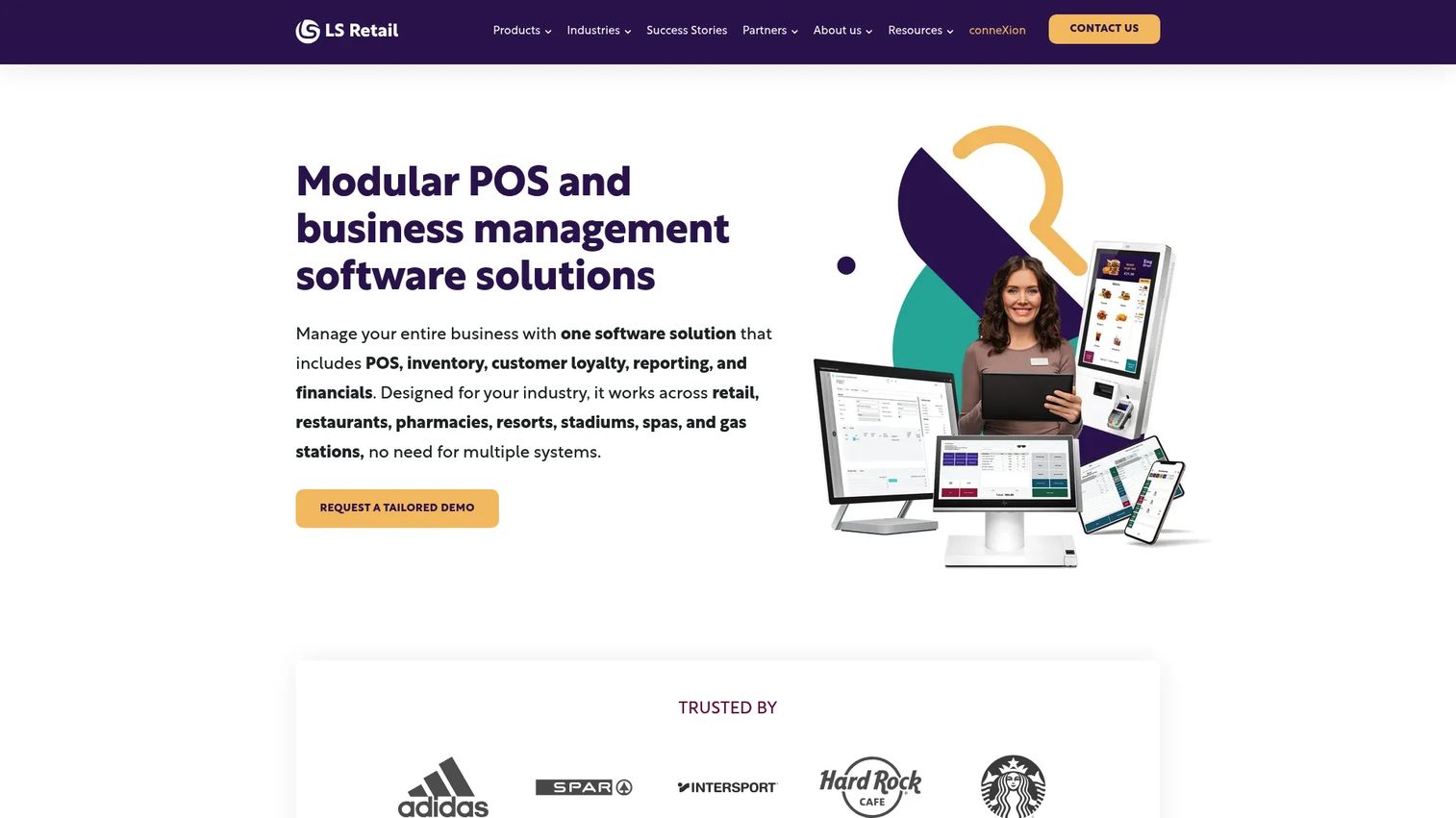 LS Retail unified POS and self ordering software homepage