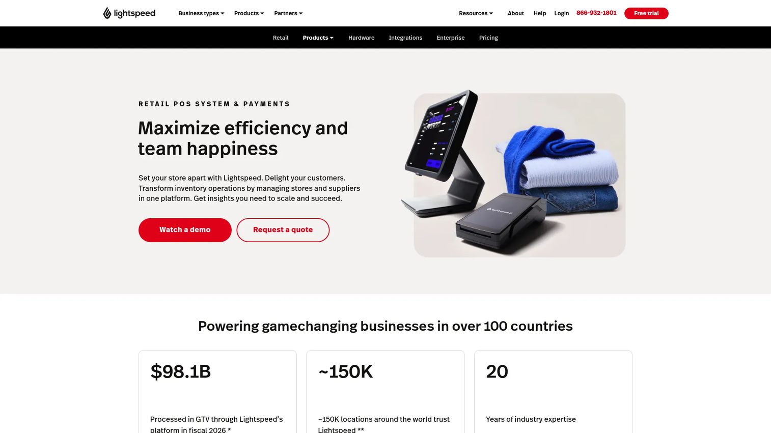Lightspeed Retail cloud POS software homepage