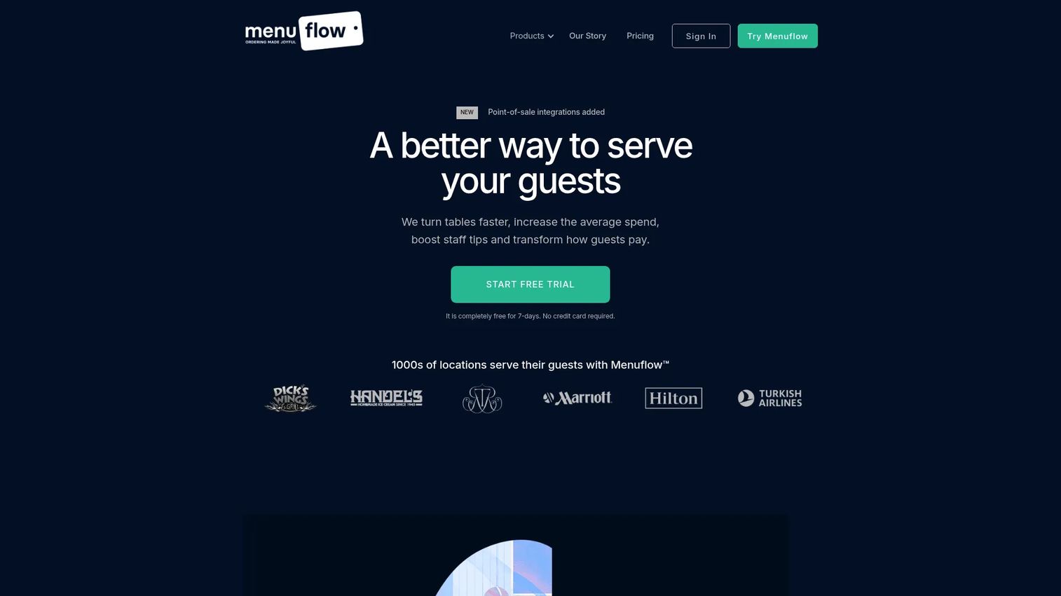 MenuFlow QR code menu and ordering software homepage
