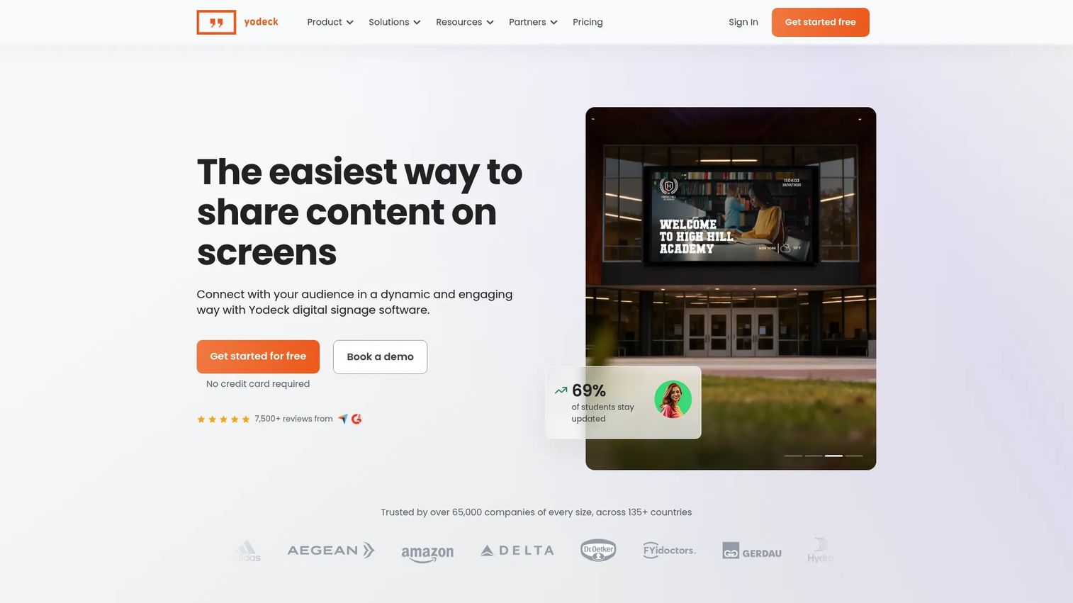 Yodeck digital signage software homepage