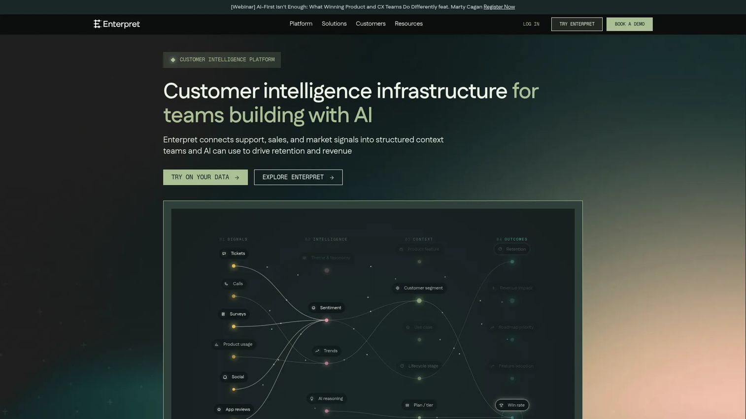Enterpret customer intelligence and feedback analysis dashboard