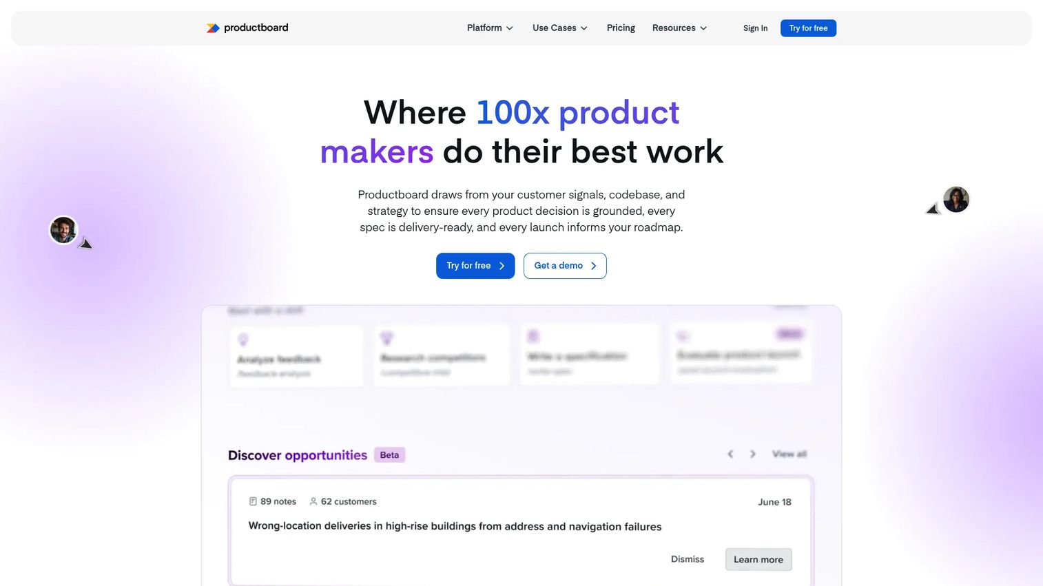 Productboard prioritization and feedback view