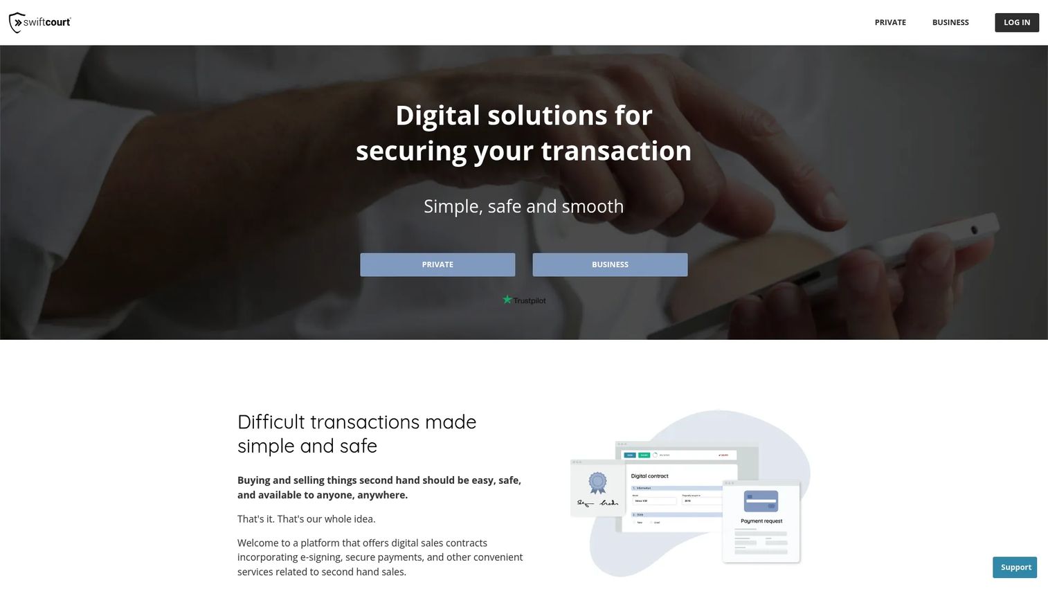Swiftcourt digital contracts and secure payment platform