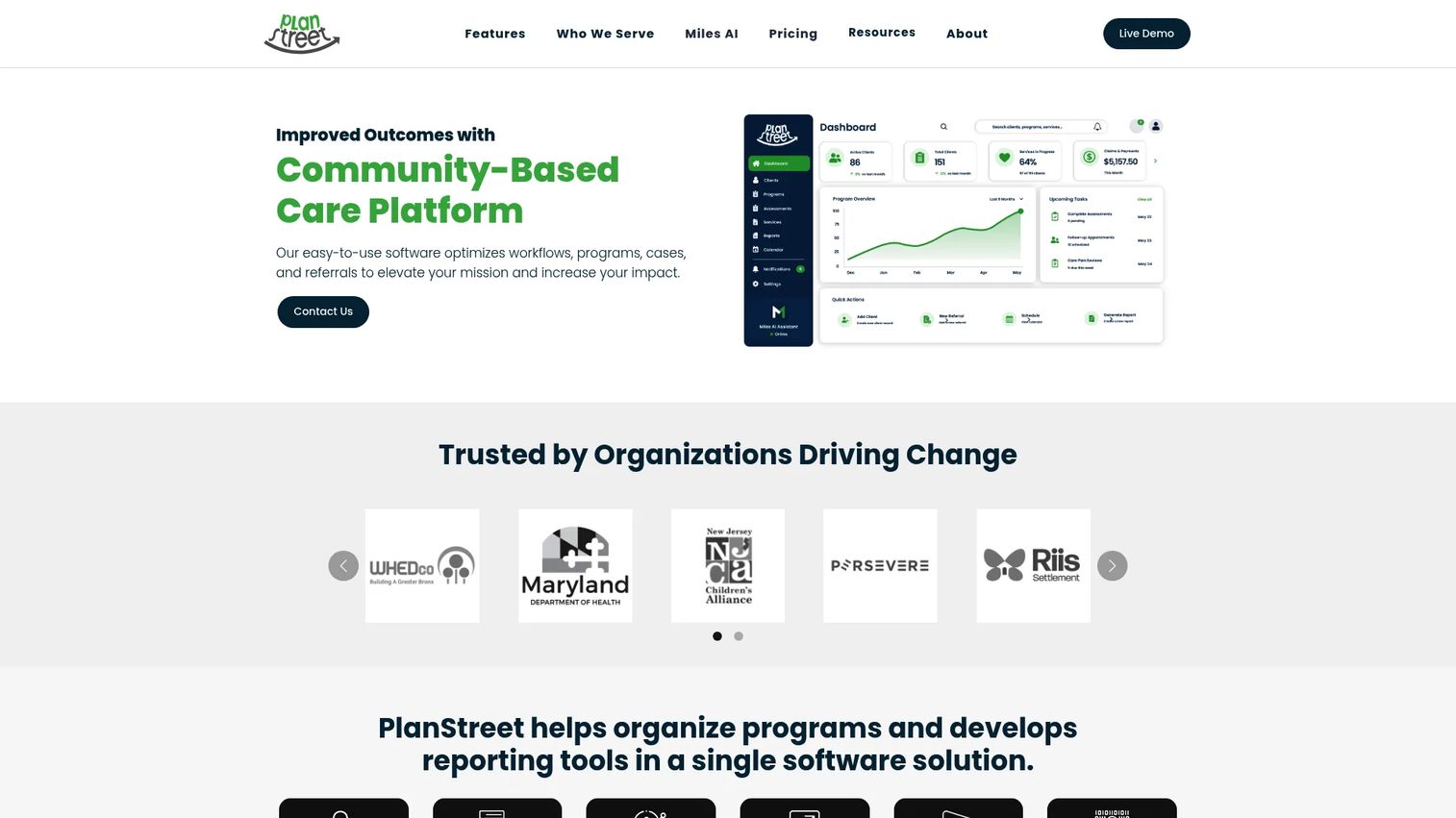 PlanStreet case management and reporting interface
