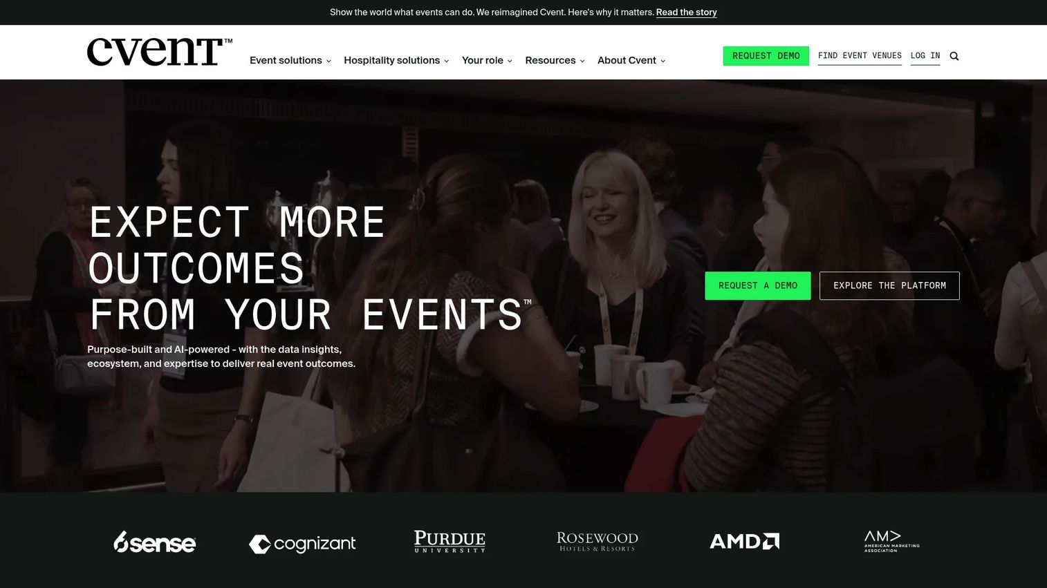 Cvent enterprise event management platform homepage